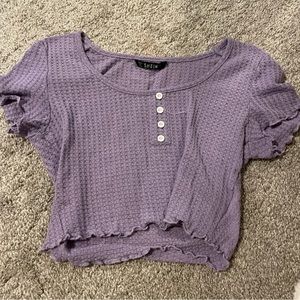 Shein Purple waffle knit crop top